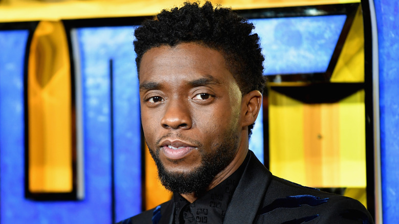 Chadwick Boseman smiles at Black Panther event