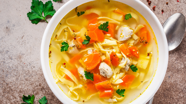 bowl of chicken noodle soup
