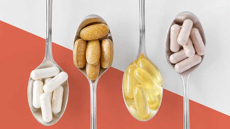 spoons with vitamin supplements